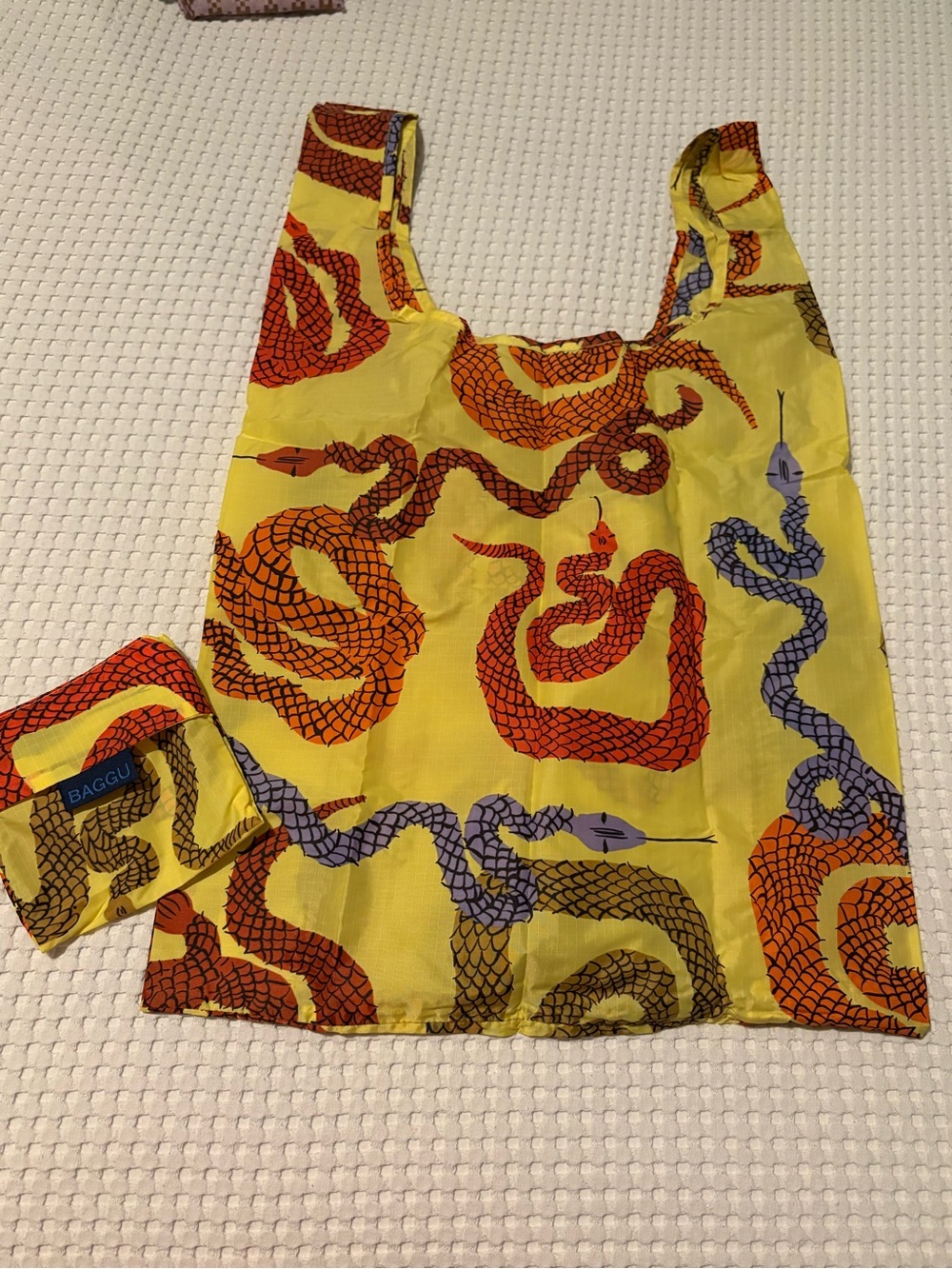 Standard size Baggu in Yellow Snakes print from 2020